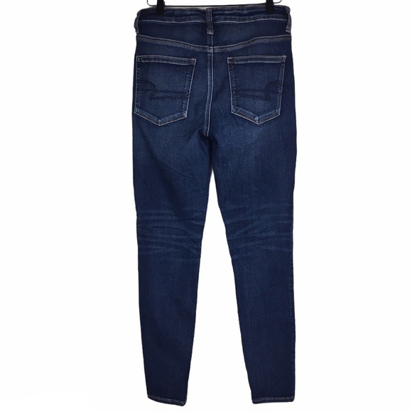 AMERICAN EAGLE Jeans Jegging Overall Dark Wash Stretch Denim Size 8 Regular - Picture 4 of 13